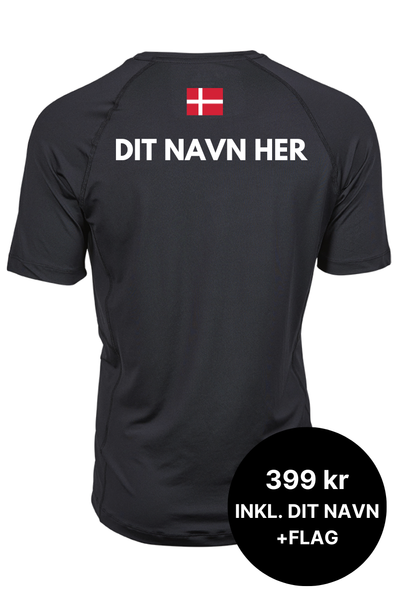 Lav din egen spiller t-shirt med navn og flag - Sort