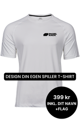 Lav din egen spiller t-shirt med navn og flag - Hvid