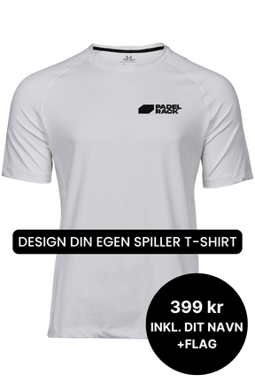 Lav din egen spiller t-shirt med navn og flag - Hvid