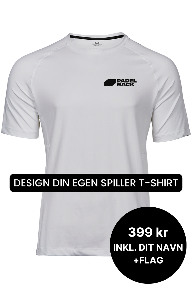 Lav din egen spiller t-shirt med navn og flag - Hvid