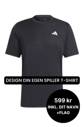 Adidas Club T-shirt - Sort - Spiller T-shirt med navn