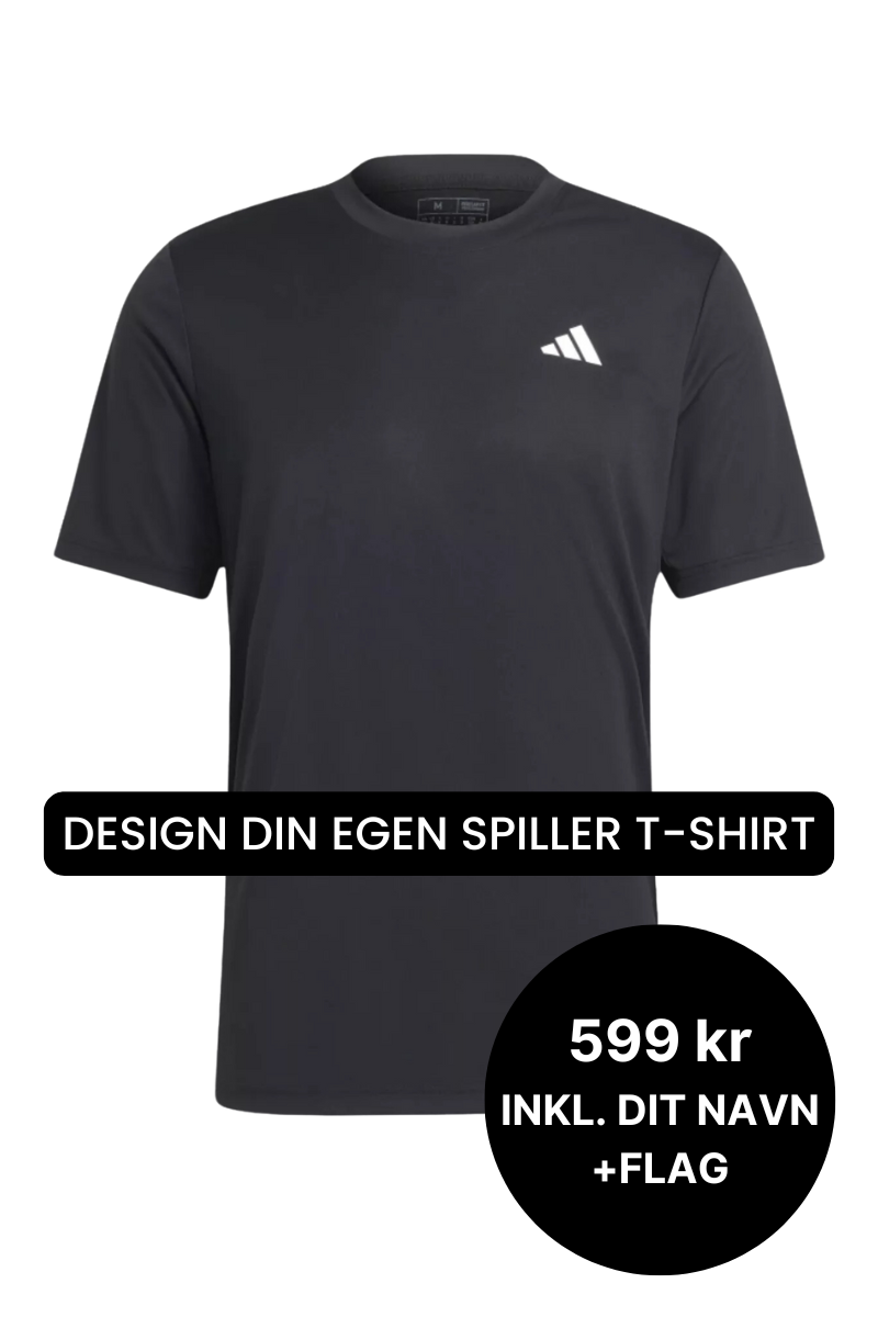 Adidas Club T-shirt - Sort - Spiller T-shirt med navn