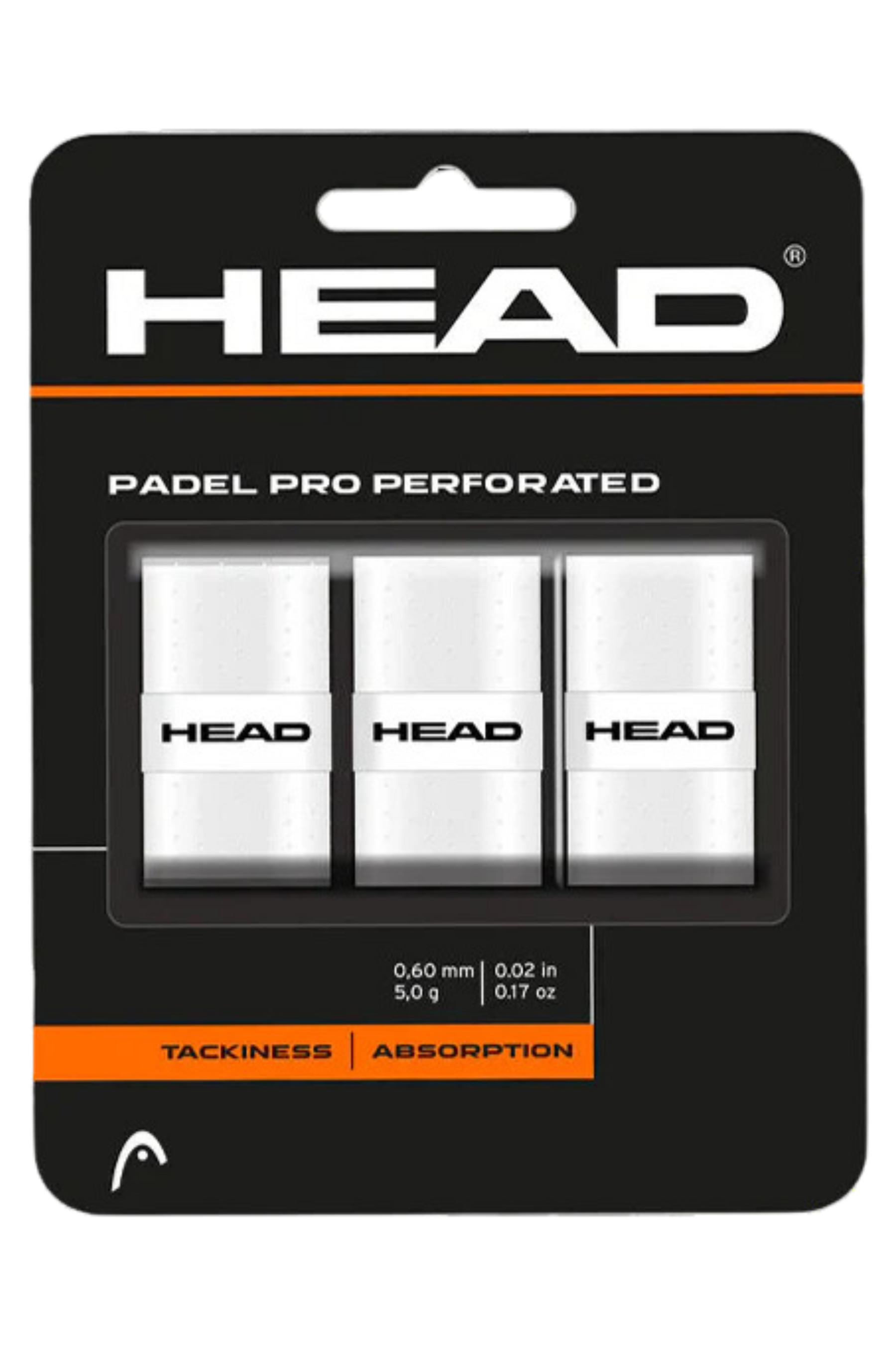 Head Padel Pro Perforated Overgrip - 3 Pak - Hvid