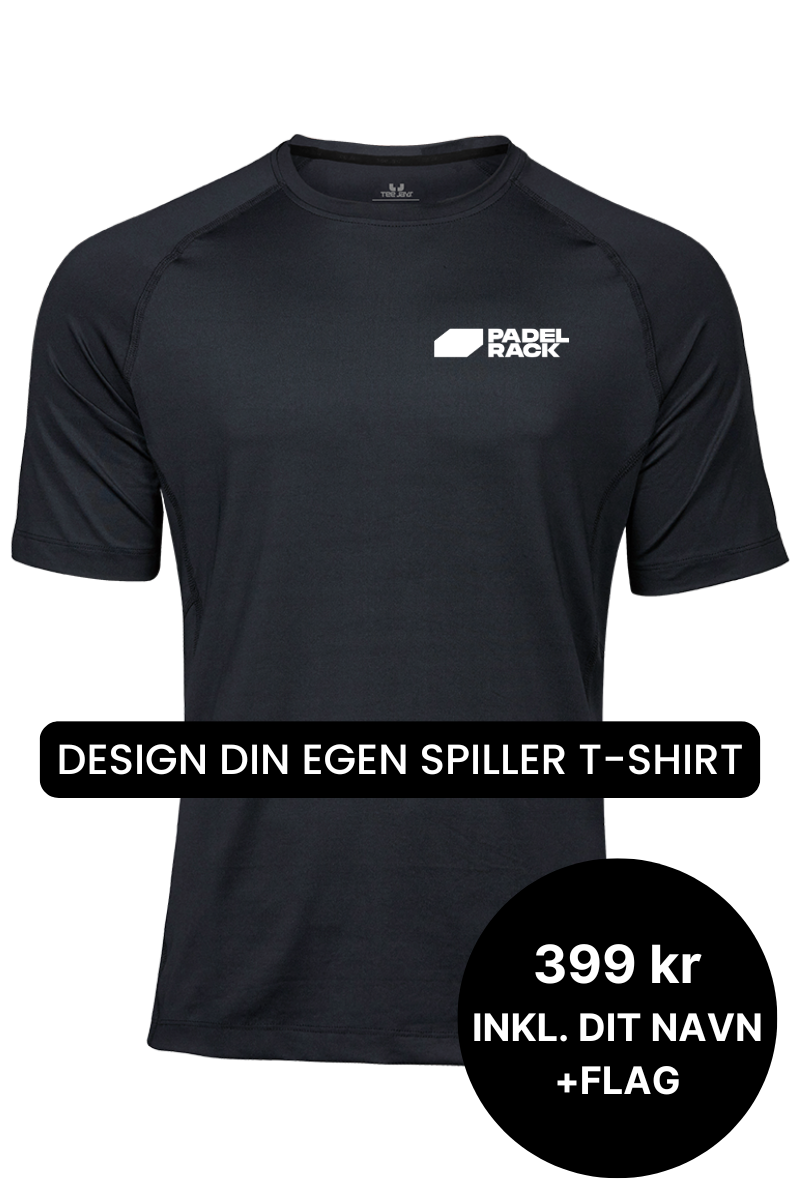 Lav din egen spiller t-shirt med navn og flag - Sort